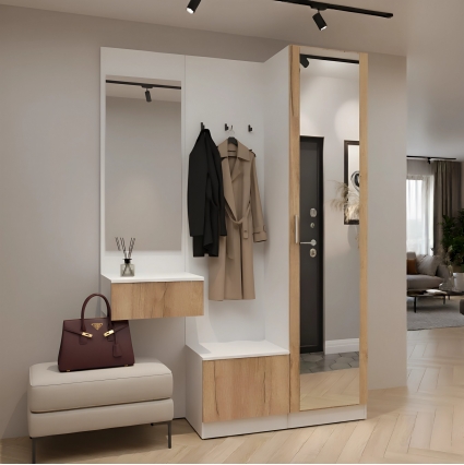 Набор мебели для прихожей "Марсель-106" МР 01-106 В2160 Ш1500 Г420 (ЛДСП Дуб крафт золотой)